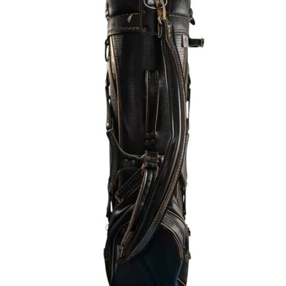 Vintage Miller Black 6-way Leather Golf Bag w/ Carry Strap - Made in USA - Picture 2 of 10